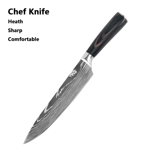 Chef knife 1-10 Pcs Set Kitchen Knives Laser Damascus