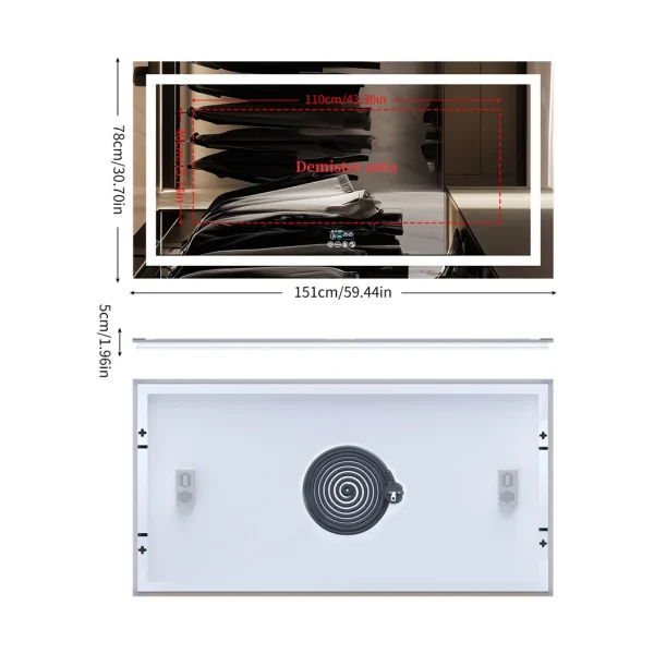 XXL Bathroom Mirror Smart LED Vanity Mirror Wall Mounted