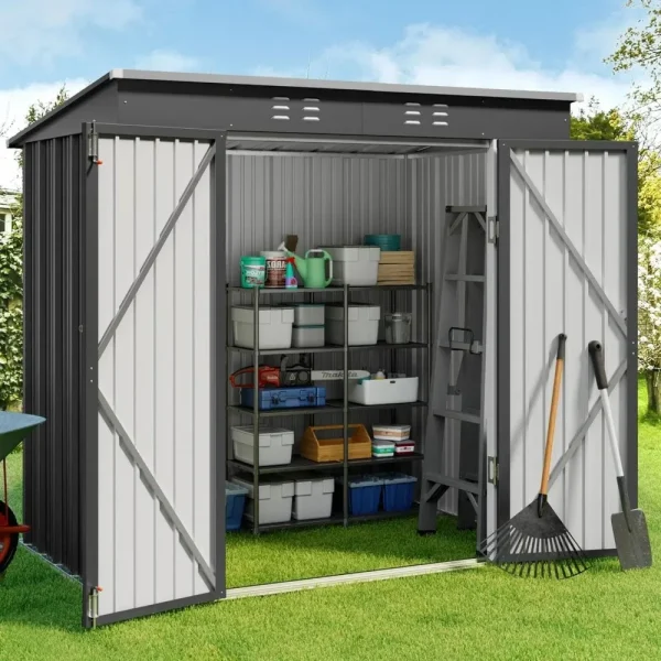 6'x 4'Outdoor Storage Shed with Double Lockable Doors